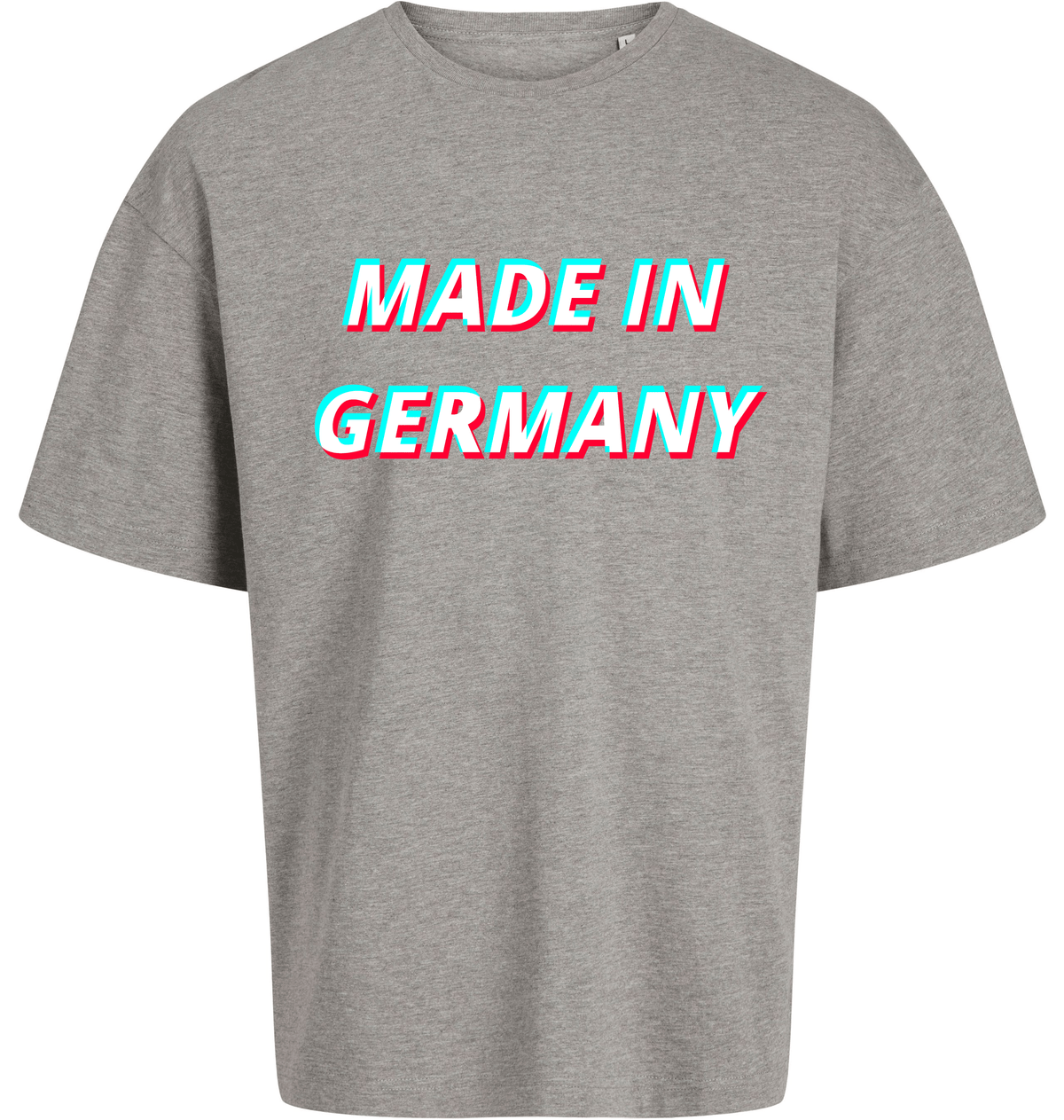 Qualitätslabel Oversize T-Shirt Hellgrau meliert – Vorderansicht – Genius Teutonicum