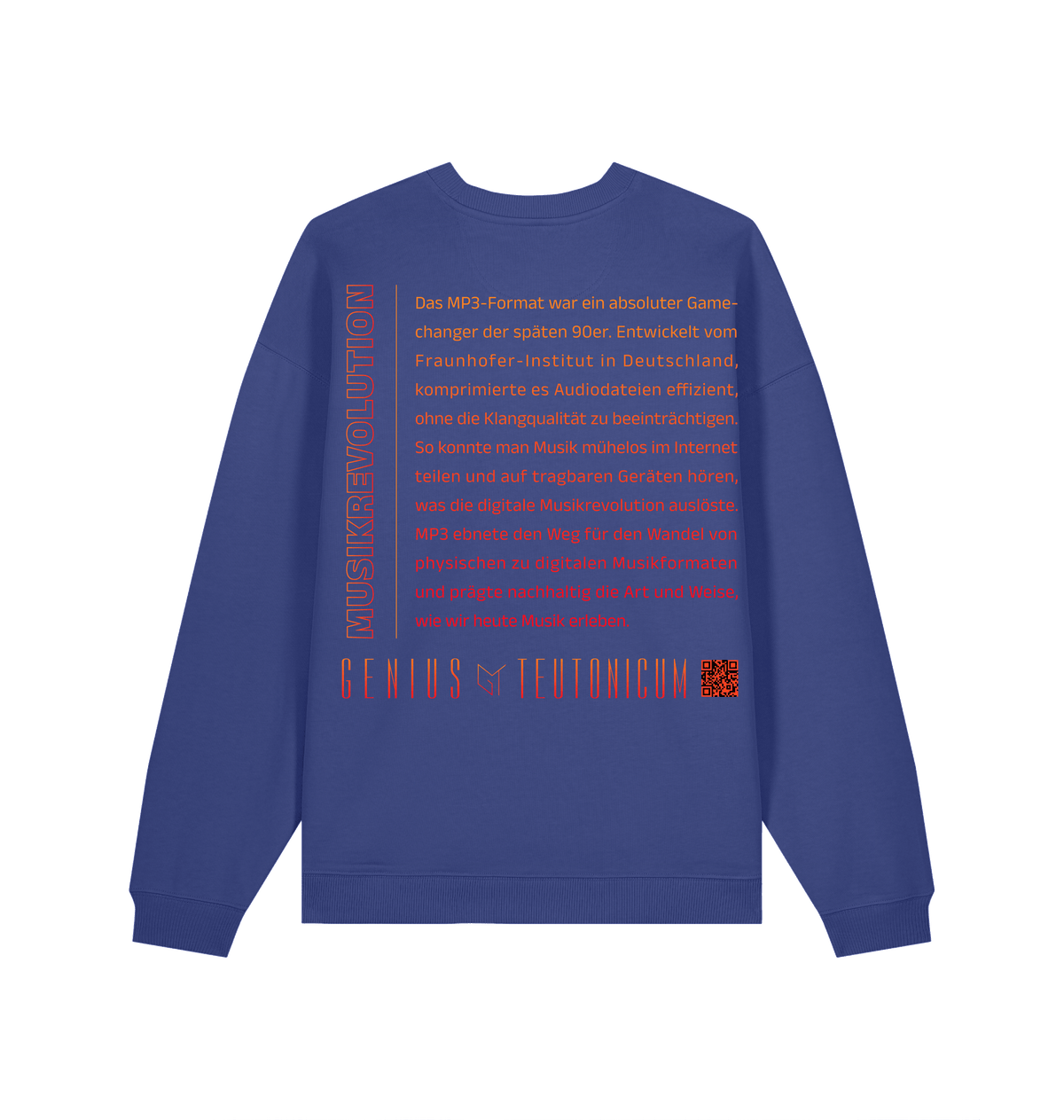 Musikrevolution Sweatshirt Rauchblau – Rückansicht – Genius Teutonicum