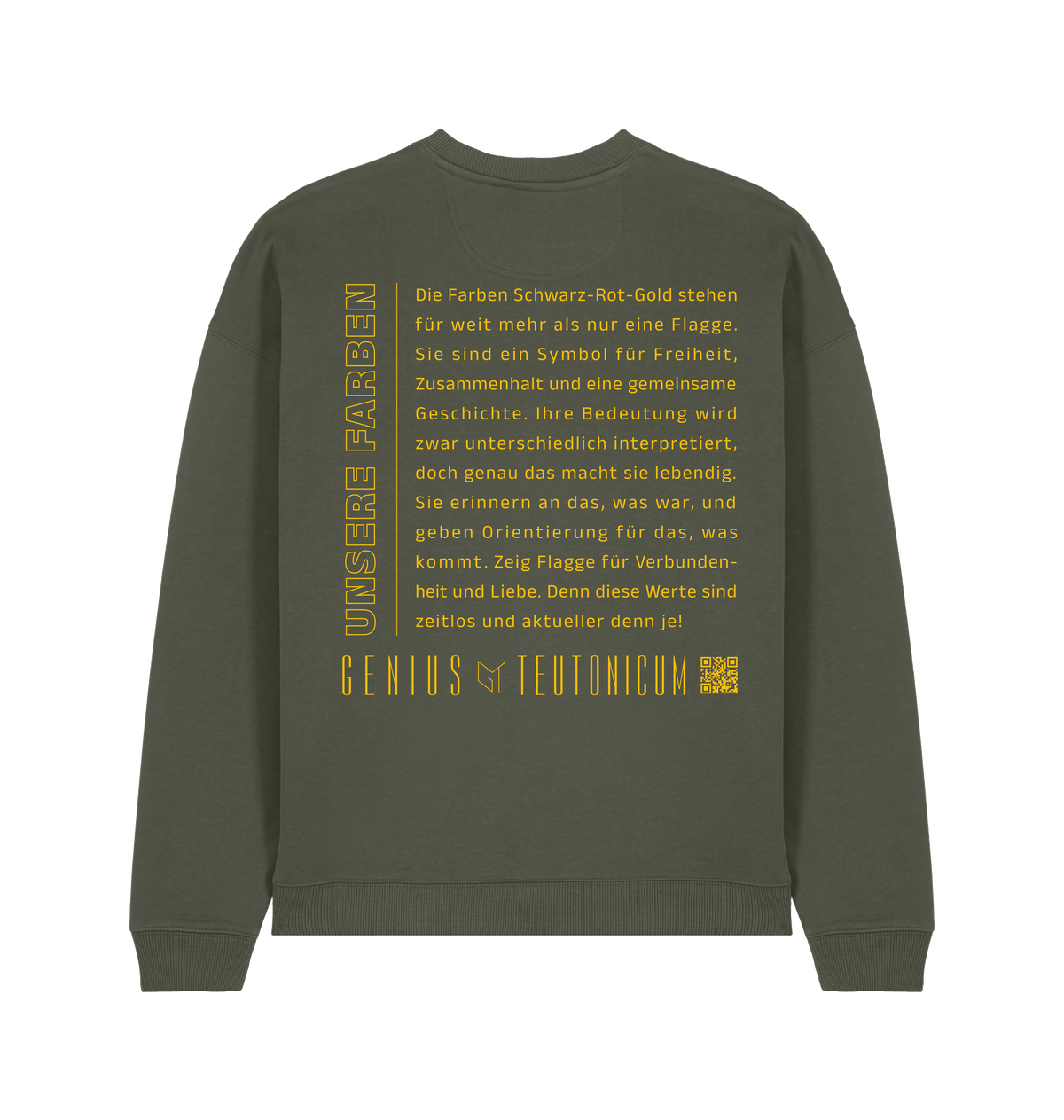 Unsere Farben Sweatshirt Kaki – Rückansicht – Genius Teutonicum