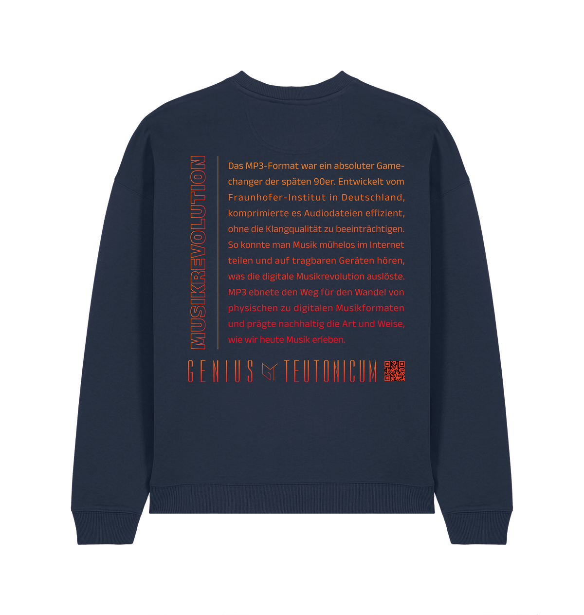 Musikrevolution Sweatshirt Marineblau – Rückansicht – Genius Teutonicum