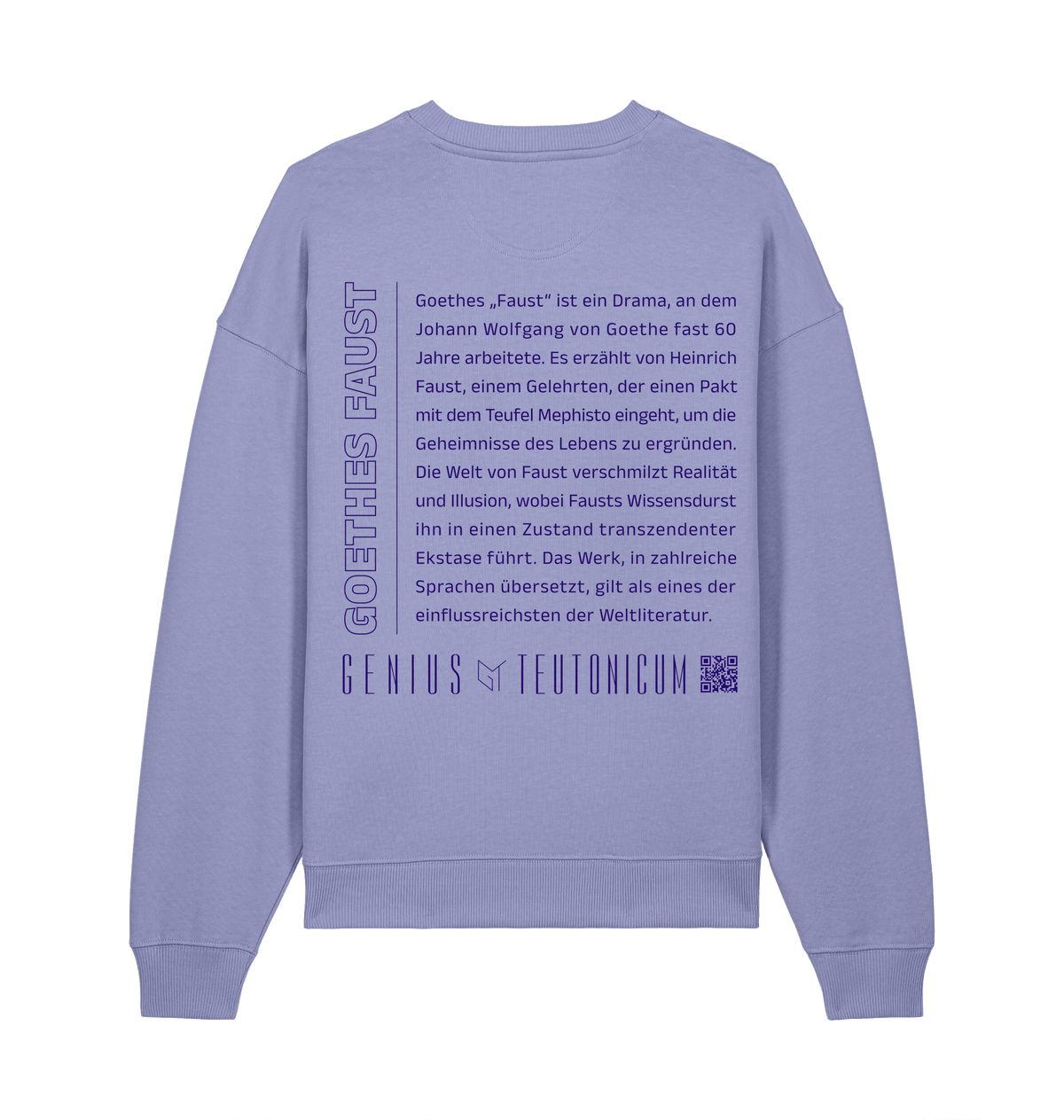 Goethes Faust Sweatshirt Lila – Rückansicht – Genius Teutonicum