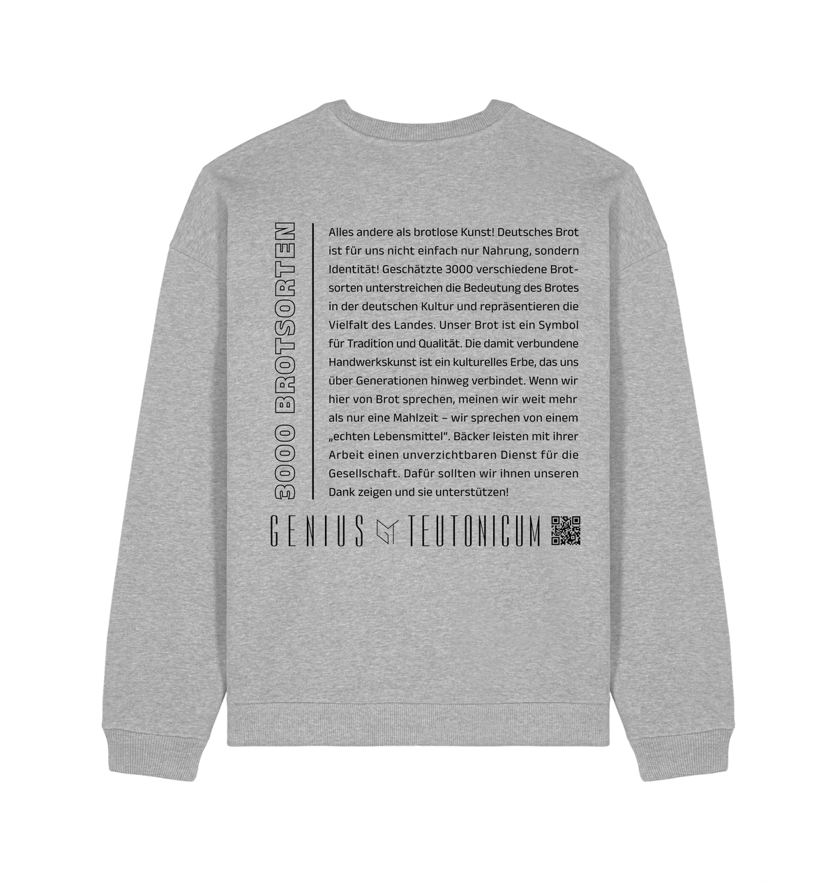 3000 Brotsorten Sweatshirt Grau meliert – Rückansicht – Genius Teutonicum