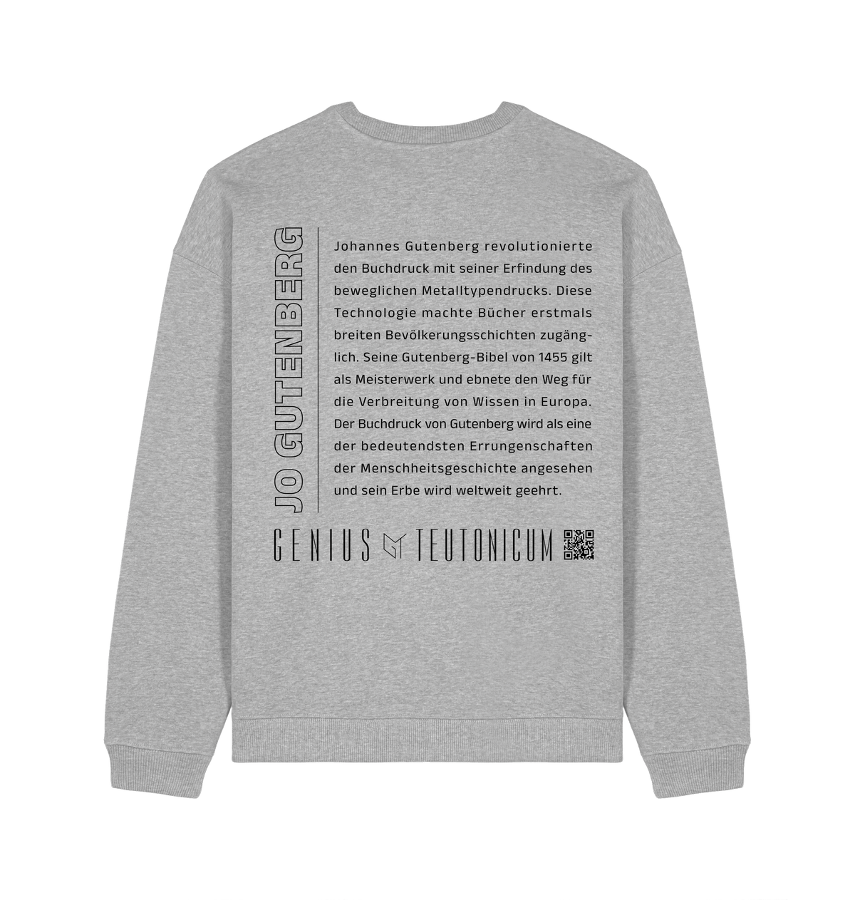 Jo Gutenberg Sweatshirt Grau meliert – Rückansicht – Genius Teutonicum