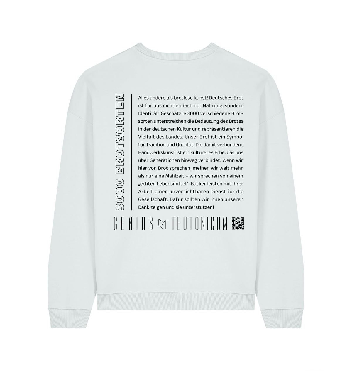 3000 Brotsorten Sweatshirt Eisblau – Rückansicht – Genius Teutonicum